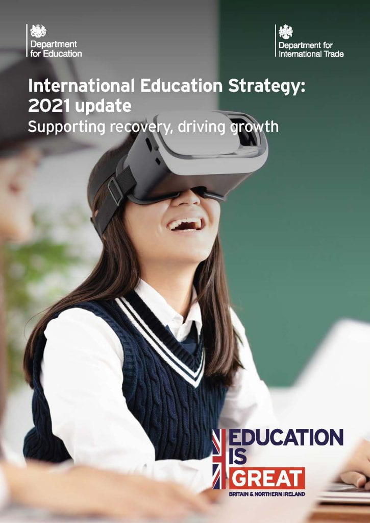 Publication front cover that includes an image of a student using a VR headset