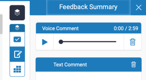 A screenshot of feedback voice comment functionality as featured in assessment software package, Turnitin.